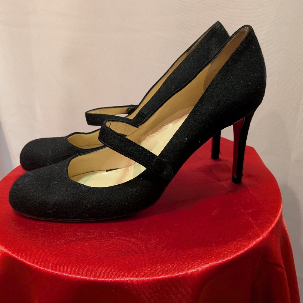 Christain Louboutin Classic Black Mary Jane High Heels - Women's Pumps